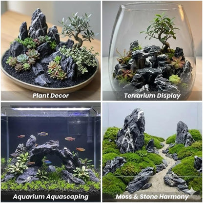 Natural Seiryu Rocks - Aquariums Stones with White Veins for Fish Tank, Aquariums, and Paludariums - Decorative Rocks for Terrariums, Vivariums, Reptile Enclosures, and Gardens (2lb/ 1kg - 3"-5") - size: 2lb/ 1kg - 3"-5"