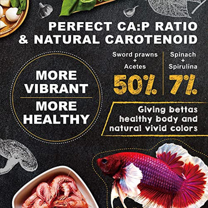 Ultra Fresh Betta Fish Food, Betta Pro Shrimp Patties, 50% Sword Prawns + Akiami Paste Shrimps, All Natural Protein, Rich in Vitamins, Healthy Development and Cleaner Water 0.7 oz - size: 0.7 Ounce (Pack of 1)