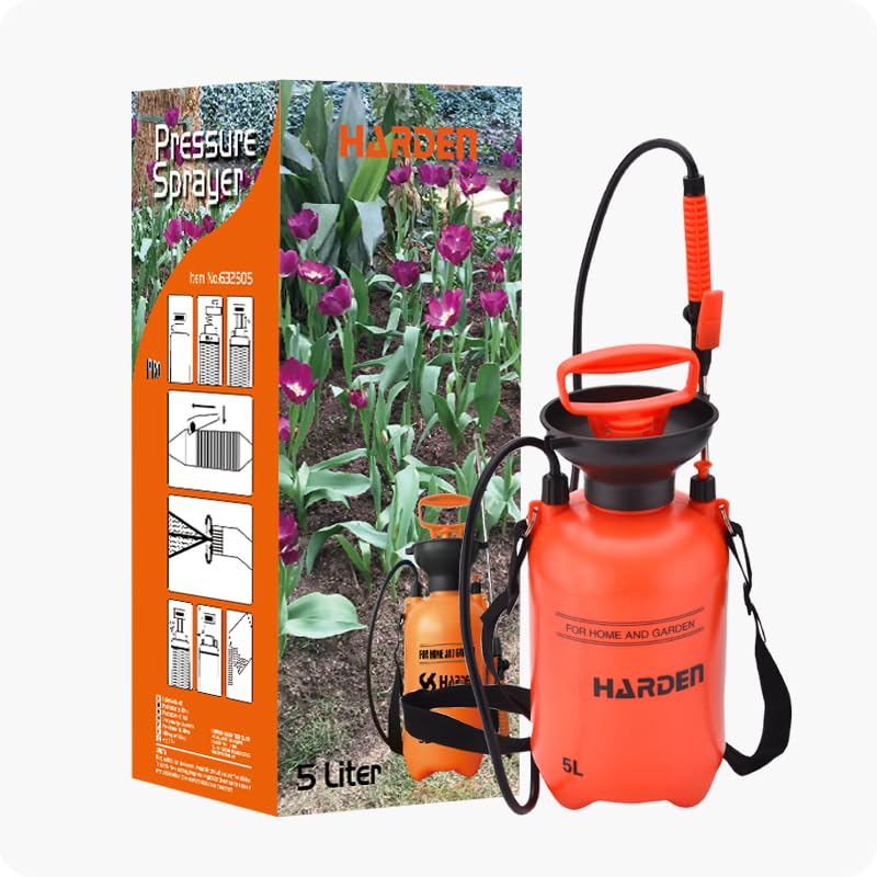 1 Gallon Pump Sprayer - Garden & Lawn Care for Weeds Stainless Steel Rod & Brass Nozzle - 1.3 Gallon Total Capacity