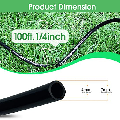 Maotong 100FT 1/4 inch Drip Irrigation Tubing Distribution Hose Tube for Garden Irrigation System - size: 100FT 1/4" Distribution Tubing