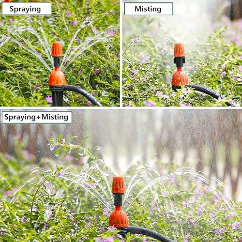 25pcs 1/4" Drip Irrigation Emitters for Garden Drip Irrigation System | Adjustable 360 Degree Water Flow Dripper,Water saving Irrigation Sprayers for Flowerbed,Vegetable,Garden Plants Watering - size: 25pcs Misting+Spraying Drippers