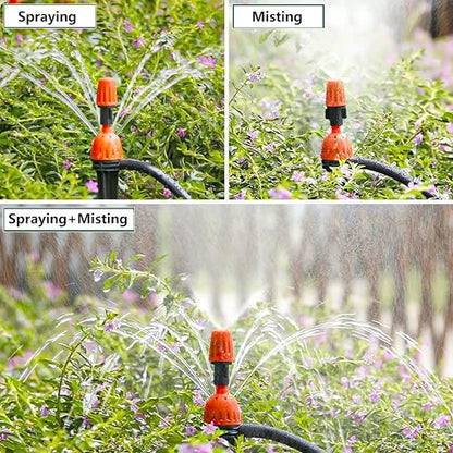 25pcs 1/4" Drip Irrigation Emitters for Garden Drip Irrigation System | Adjustable 360 Degree Water Flow Dripper,Water saving Irrigation Sprayers for Flowerbed,Vegetable,Garden Plants Watering - size: 25pcs Misting+Spraying Drippers