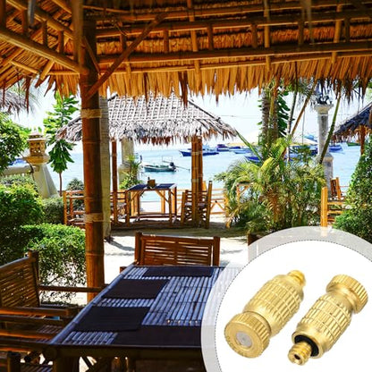 30 Pack 0.020" (0.5 mm) 10-24 UNC Brass Misting Nozzles High Pressure Misting System Heads Sprayer for Outdoor Cooling System Anti-drip Fogging Spray Heads for Gardening Landscaping Cooling