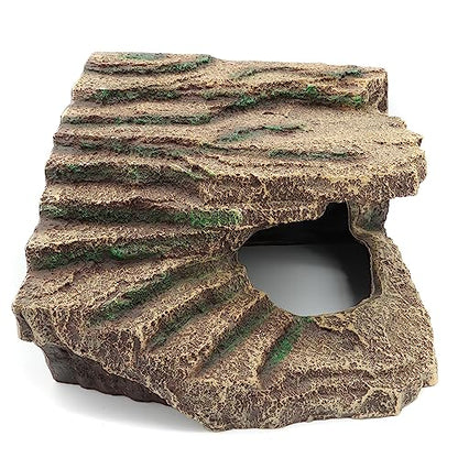 Resin Reptile Hideouts Cave Habitat Decor, B- Extra Large | For Gecko, Leopard Lizards, Toad, Turtle