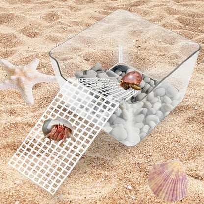 2 Pack Hermit Crab Water Tank, Cage Accessories With Climbing Ramp, Aquarium Salt Water Pool for Small or Medium Habitat Home Transparent - size: Small