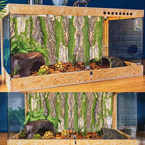 PINVNBY Cork Terrarium Background,Reptile Bark Backdrop Wall Decor and Artificial Moss for Gecko,Lizard,Tortoise,Chameleon (2 Pack) - size: 【2 PCS】