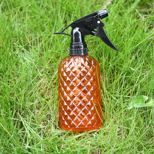 Glass Handheld Spray Bottle - 12oz Refillable Bottle ，Adjustable Nozzle Watering Can for Garden Plants Cleaning Solutions (Orange) - color: Orange
