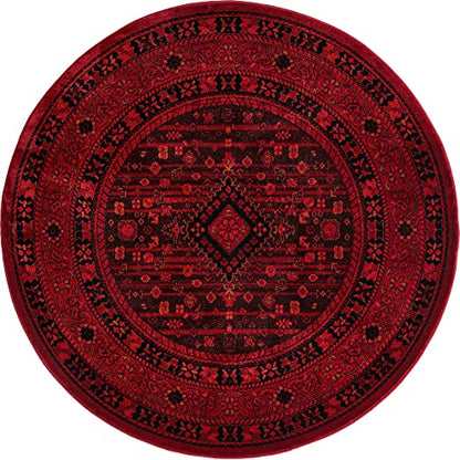 Unique Loom Tekke Collection Area Rug - Sheibani (5' Round, Red/ Black) - size: 5'3" (Round)