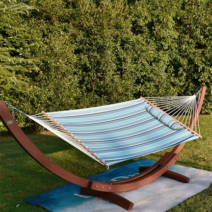 Lazy Daze 12 FT Sunbrella Fabric Hammock, Non-Fading Double Outdoor Hammock | 2 Person Hammock with Pillow, Straps, Carabiners , All Weather Fade Resistant for Outside, Dolce Oasis - color: Dolce Oasis
