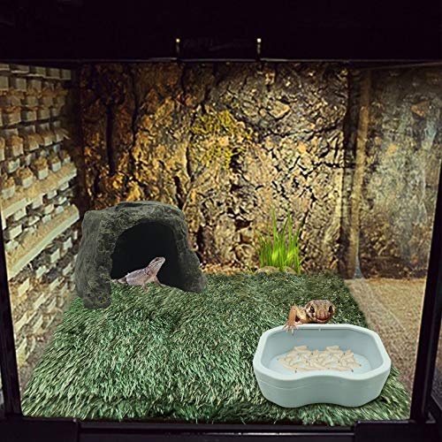 PINVNBY Large Reptile Hideout Cave,Resin Tortoise Hide Rock Turtle Hideaway House Lizard Box Shelter Habitat Decoration for Gecko Spiders Frogs Fish Turtles Hermit Crabs(3 Pcs)