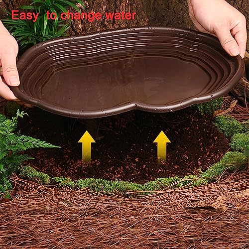 Extra Large Reptile Bathing Pool Reptile Feeding Dish Water Bowl with Ramp Aquarium Ornament for Gecko, Snake, Turtle, Bearded Dragon, Lizard Bath(Black) - color: Black