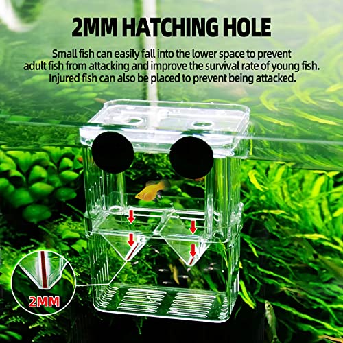 Aquarium Hatchery Incubator Breeding Box, Fish Tank Acrylic Isolation | Safe Hatchery & Isolation Space,High-Clarity Acrylic Construction,Ideal for Small Baby Fishes Shrimp Clownfish Guppy - size: M - 3.93*2.75*5.03 IN