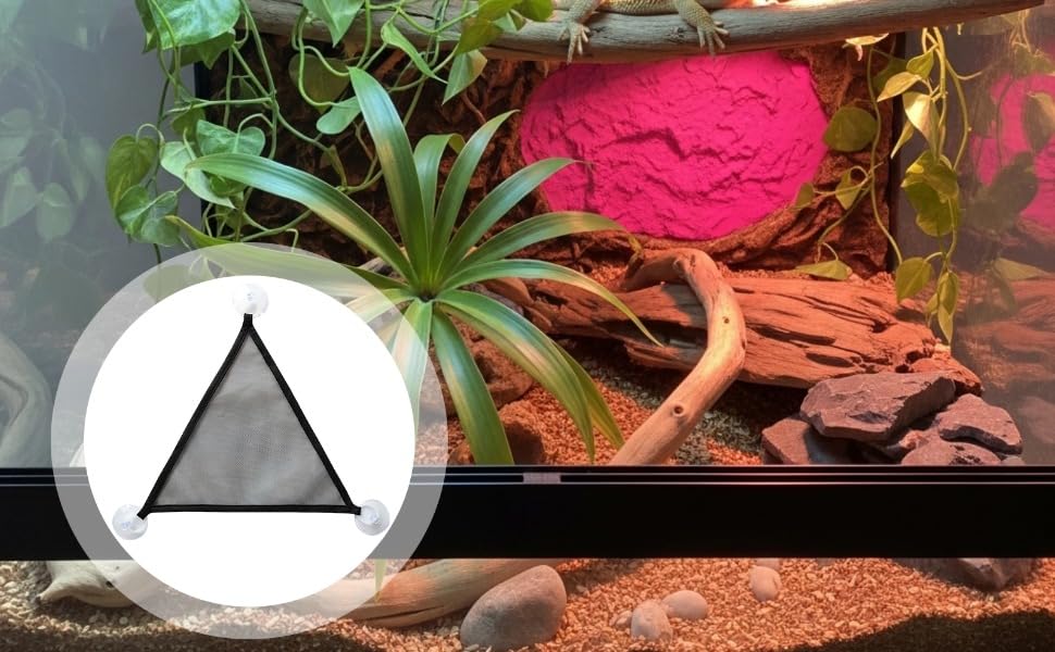 2 Pcs Reptile Hammock Black, Polyester Mesh Resting Spot, Hanging Lizard Lounger Bed with Suction-Cup Mount, 16.5 x 21.7 x 16.5 in / 42 x 55 x 42 cm, for Bearded Dragons and Leopard Geckos