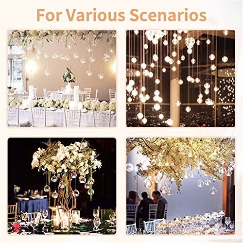 NUPTIO Hanging Glass Candle Holders, Set of 12 Globe Tealight Holders | 3.15 Inch Clear Glass Orbs, Hanging or Table Display, DIY Terrarium Craft, Garden Decor, Gift Idea - size: 3.15 inches