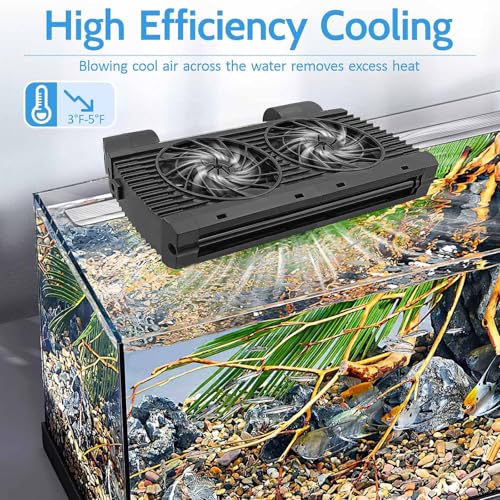 Upgrade Aquarium Fan with Memory Function,Fish Tank Cooling Fan,Aquarium Cooler Water Chiller for Axolotl Betta Fish Accessories with Adjustable Speed and Timer - size: 2 fan