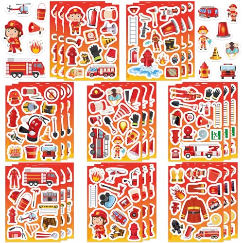 312Pcs Firefighter Stickers, Self Adhesive Firefighting Theme Sticker Fireman Stickers for Scrapbooks Envelopes Cards Gifts Crafts Party Favors Class Rewards - style: Firefighting