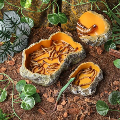IBWell 4 Inch Reptile Food Dish Escape Proof Reptile Feeding Dish Resin Reptile Water Food Bowl for Bearded Dragon Chameleon Frog Snake Turtle Leopard Gecko - size: 4"