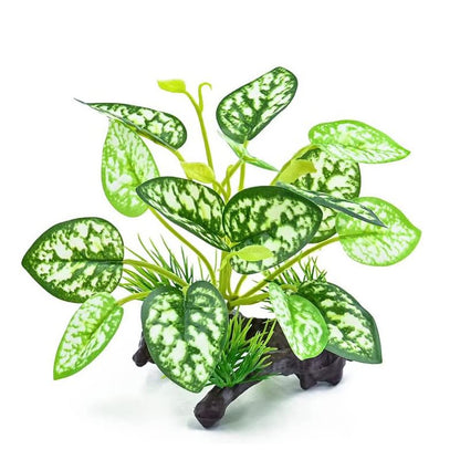 2pcs Reptile Artificial Plants, Terrarium Plants Decorations Supplies, Aquarium Fish Tank Plant, Amphibian Habitat Hideout Tank Accessories (White + Red Leaves)
