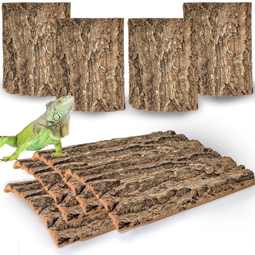 Cork Terrarium Background 11.8x7.9in 8PCS Natural Reptile Cork Bark Flats Terrarium Board Bearded Dragon Climbing Wall Mat Tank Accessories Decor for Lizard Chamelon Snake Turtle Spider Crested Gecko - size: 8PCS-11.8x7.9in