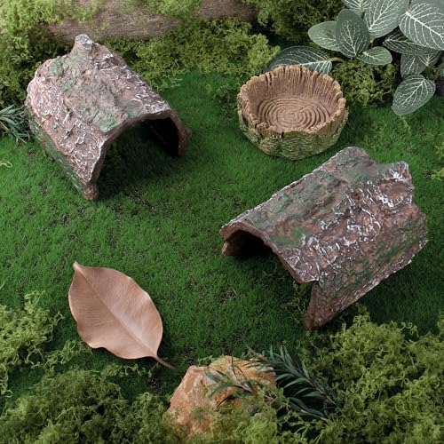 Mygeromon Reptile Hides Leopard Gecko Hideout Resin Caves Tank Accessories | 2 Pcs