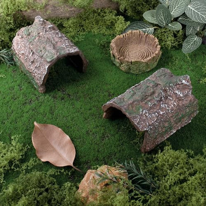 Mygeromon Reptile Hides Leopard Gecko Hideout Resin Caves Tank Accessories | 2 Pcs