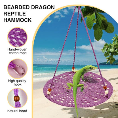 Reptile Hammock, Reptile Hammock Swing Hanging Bed for Bearded Dragon Lizard Snake Gecko Chameleon Parrot Hamster Small Pets （9.8"*17.7" Purple） - color: Purple