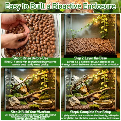 Riare 10LBS Expanded Clay Balls Terrarium Substrate for Reptiles - 100% Organic Lightweight Clay Pebbles Substrate Frogs False Bottom Substrate, Bioactive Terrarium Substrate for Drainage and Moisture - color: 10LB