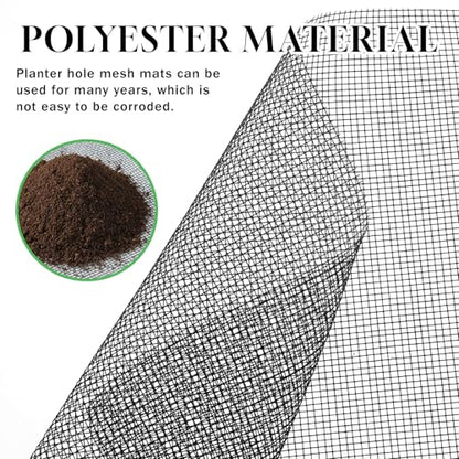 15 Pcs Drainage Mesh for Plant Pots, Mesh for Plants | 12 x 8 Inch Plastic Screen Meshs Pads, Prevents Soil Leakage (Black)
