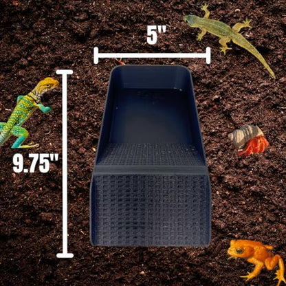 Hermit Crab, Lizard, Turtle, Amphibian XL Watering Pool | Platform Pool Accessory with Access Ramp for Pet Habitats | 9.75" x 5" | Made in USA (X-Large) (Salt Only, Black) - color: Salt Only, Black