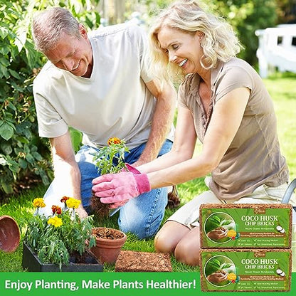 Riare 4 Pack Organic Coco Coir Chips for Plants, 4.4 lb Coconut Husk Bricks | Low EC & pH-Balanced Coco Husk Substrate with Drainage & Aeration, High-Expansion Mulch for Landscaping, Orchids & Soil Mix - size: 4 Pack