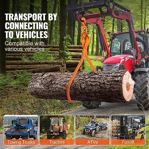 VEVOR Heavy Duty Rotating Steel Lumber Skidding Tongs, 32 inch 2 Claw Log Lifting Tongs, 1543 lbs/700 kg Loading Capacity - style: 32in-Swivel