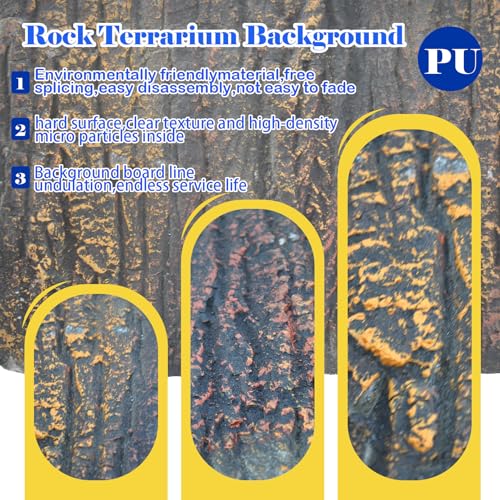 Reptile Tank Background Board Rock Terrarium Cork Background Board 3D Wall Backdrop Aquarium DéCor Backgrounds Amphibian Habitat Decoration for Lizards Leopard Gecko Bearded Dragons Turtle - color: Brown