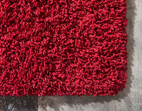 Unique Loom Solid Shag Collection Area Rug (2' 2" x 3' 1" Rectangle, Cherry Red) - color: Cherry Red, size: 2'2" x 3'1" (Rectangular)