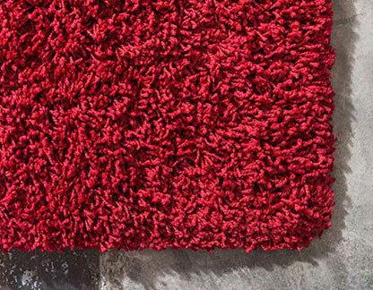 Unique Loom Solid Shag Collection Area Rug (2' 2" x 3' 1" Rectangle, Cherry Red) - color: Cherry Red, size: 2'2" x 3'1" (Rectangular)