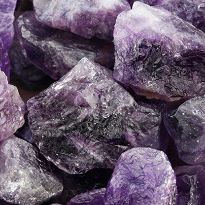 SUNYIK 1LB Natural Raw Amethyst Stones Rock for Tumbling Cabbing | Irregular Healing Crystal Rock Stones for Aquarium, Terrarium Fish Tank, Fountain Rocks, Jewelry Making, Rock Collections - color: Amethyst(1"-2.5")