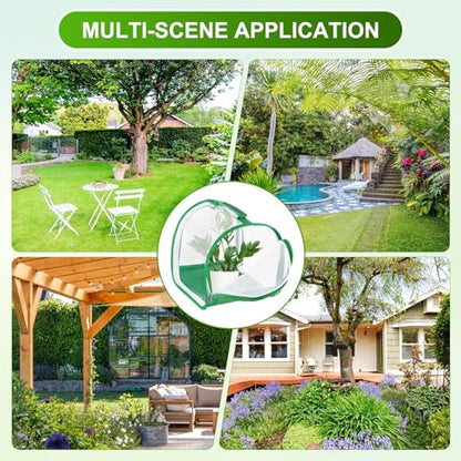 M METERXITY Butterfly Habitat Cage Terrarium, Outdoor Collapsible Mesh Pop-up with Zipper Protection for Breeding Butterfly/Ladybug, Mesh Plant Enclosure [White with Green, 8 x 8 x 8 Inch]