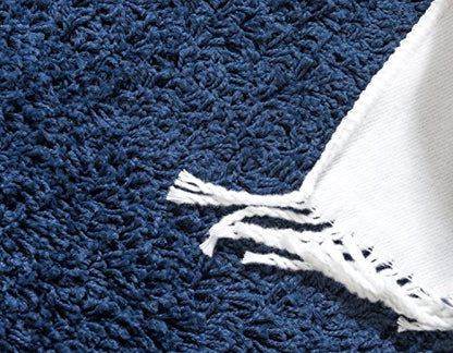 Unique Loom Solid Shag Collection Area Rug (2' 2" x 6' 5" Runner, Sapphire Blue/ Navy Blue) - color: Sapphire Blue/Navy Blue, size: 2'2" x 6'5" (Rectangular)