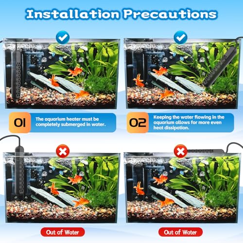 Aquarium Heater, 100W/200W/300W/500W Adjustable Fish Tank Heater with Intelligent Digital LED Controller, Overheating and Out of Water Protection for Freshwater and Saltwater Tanks - size: 500W for 75-130 Gallon