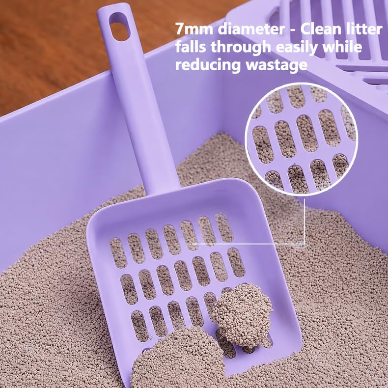 Cat Pooper Scooper, 2 in 1 Cat Litter Scoop with Holder Stand Cat Accessories Cat Supplies Kitty Litter Scoop Heavy Duty and Easy Clean Purple - color: L-purple