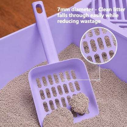 Cat Pooper Scooper, 2 in 1 Cat Litter Scoop with Holder Stand Cat Accessories Cat Supplies Kitty Litter Scoop Heavy Duty and Easy Clean Purple - color: L-purple