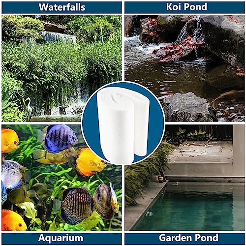 RINOO White Koi Pond Filter Pad Fine Bulk - Cut to Fit - Durable Fish Pond Filter Media - Water Garden Aquariums Filter Material - 19.7" x 19.7" x 3/5" - 4/5" Thickness - 3 Pack - size: 19.7" x 19.7" - 3 Pack