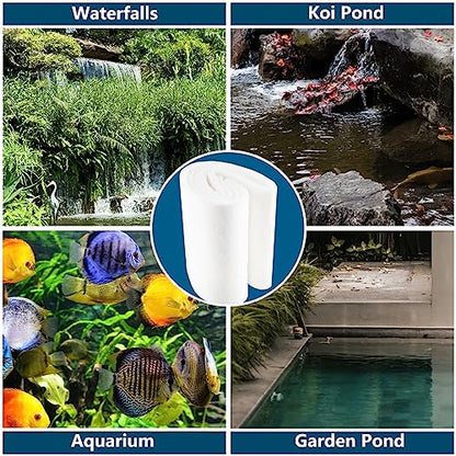 RINOO White Koi Pond Filter Pad Fine Bulk - Cut to Fit - Durable Fish Pond Filter Media - Water Garden Aquariums Filter Material - 19.7" x 19.7" x 3/5" - 4/5" Thickness - 3 Pack - size: 19.7" x 19.7" - 3 Pack