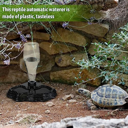 Mumufy Reptile Water Feeder, 2 Pack, Automatic Water Dispenser, 13.5Oz, for Bearded Dragon, Terrarium, Turtle, Geckos, Frog - color: black, clear