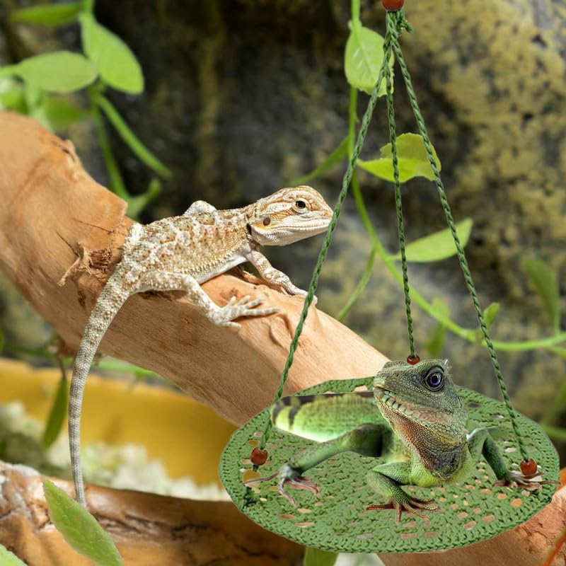 Reptile Hammock, Reptile Hammock Swing Hanging Bed for Bearded Dragon Lizard Snake Gecko Chameleon Parrot Hamster Small Pets （9.8"*17.7" Green） - color: Green