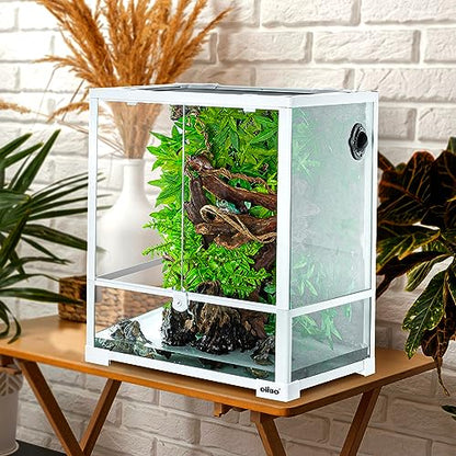 30 Gallon Reptile Tank 18" x 18" x 24" Reptile Terrarium, Full View Glass Terrarium Tank with Double Hinge Door for Reptiles Amphibians, Bearded Dragon Gecko Lizard Snake - size: 18" x 18" x 24"