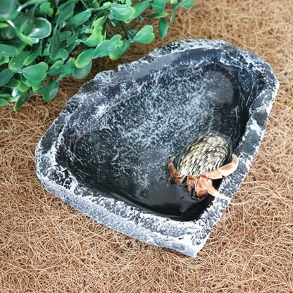 3 Pack Reptile Food Dish, Resin Hermit Crab Food & Water Bowl, Reptile Feeding Food Dish Kit, Tank or Aquarium Accessory, Suitable for Turtle Lizard Hermit Crab Snail Bearded Dragon Leopard Gecko - color: Grey
