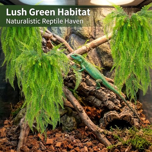 RAINFLOW 3PCS Fake Hanging Plants - Artificial Reptile Habitat Vines | Lifelike Faux Hanging Plants, Reptile Tank Decor Accessories for Bearded Dragon, Chameleon, Lizard, Snake Cage & Habitat, 31"