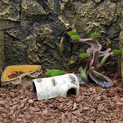 relaqcc Reptile Decor Aquarium Decorations Artificial Moss Resin Fish Tank Rocks Simulation Hollow Tree Leopard Gecko Trunk Accessories Aquarium View（Medium） - size: Medium-A