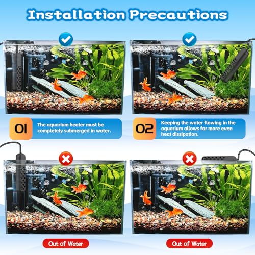 Aquarium Heater, 100W/200W/300W/500W Adjustable Fish Tank Heater with Intelligent Digital LED Controller, Overheating and Out of Water Protection for Freshwater and Saltwater Tanks - size: 100W for 10-20 Gallon