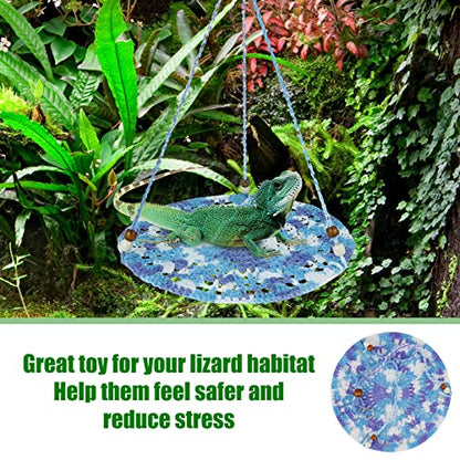 Jspupifip Reptile Hammock Bearded Dragon Accessories Hanging Hammock Blue | Small Pet Habitat Shelter Cage Accessories for Chameleon Birds Rats Hamster Iguana - color: Blue